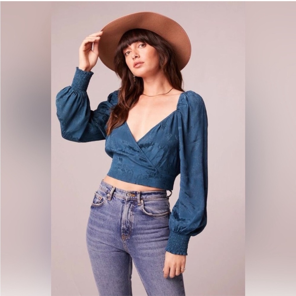 Band of the Free Elegant Teal Wrap Blouse CB244